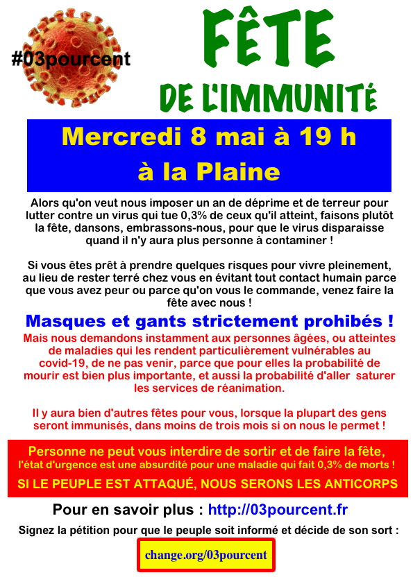 Fête de l'Immunité vendredi 8 mai à 19 h à la Plaine